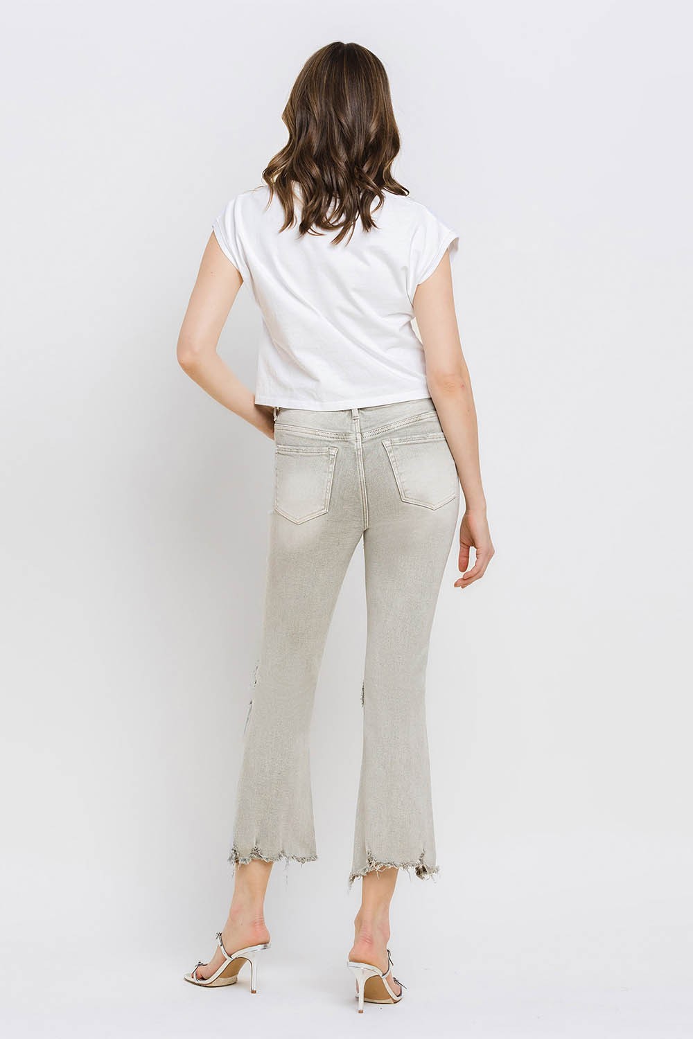 Lovervet Distressed Raw Hem Cropped Flare Jeans - Charming Charlie