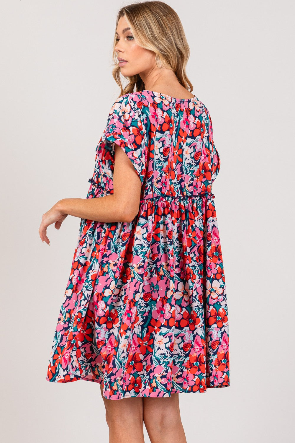 SAGE + FIG Floral Button Down Short Sleeve Mini Dress - Charming Charlie