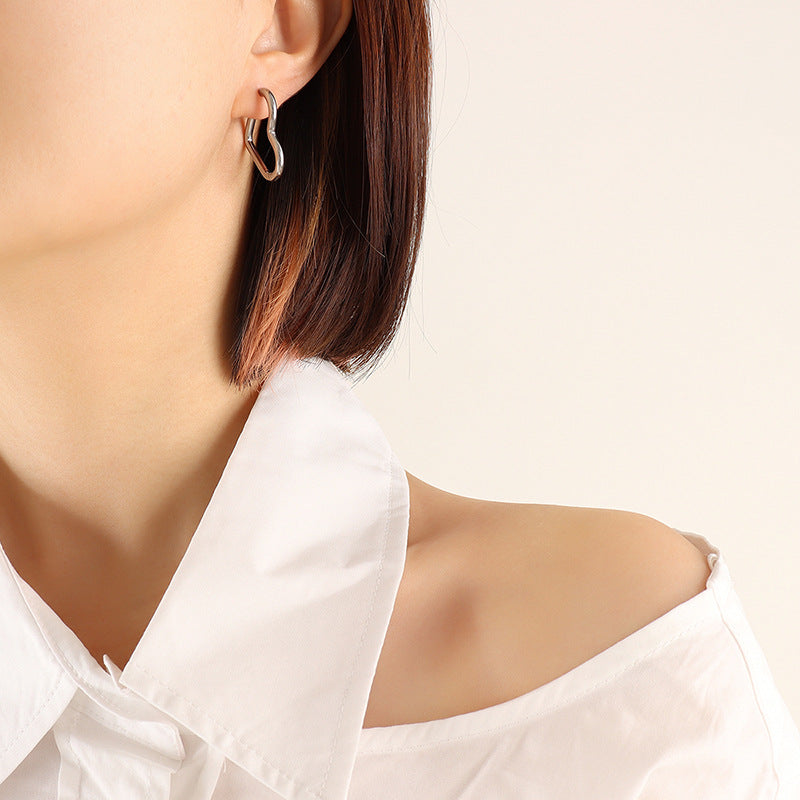 Titanium Steel Geometric Huggie Earrings - Charming Charlie