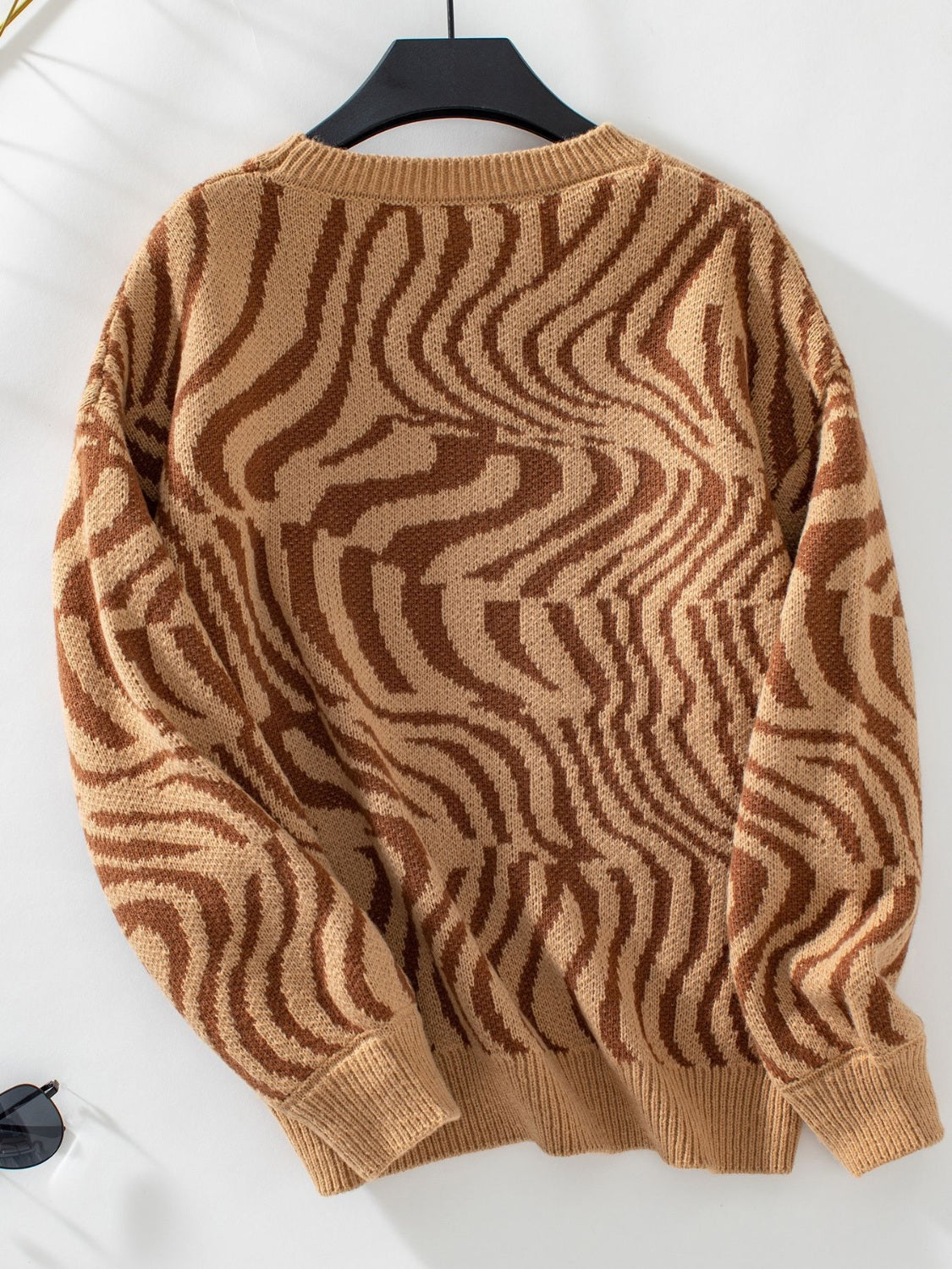 Geometric Round Neck Long Sleeve Sweater - Charming Charlie
