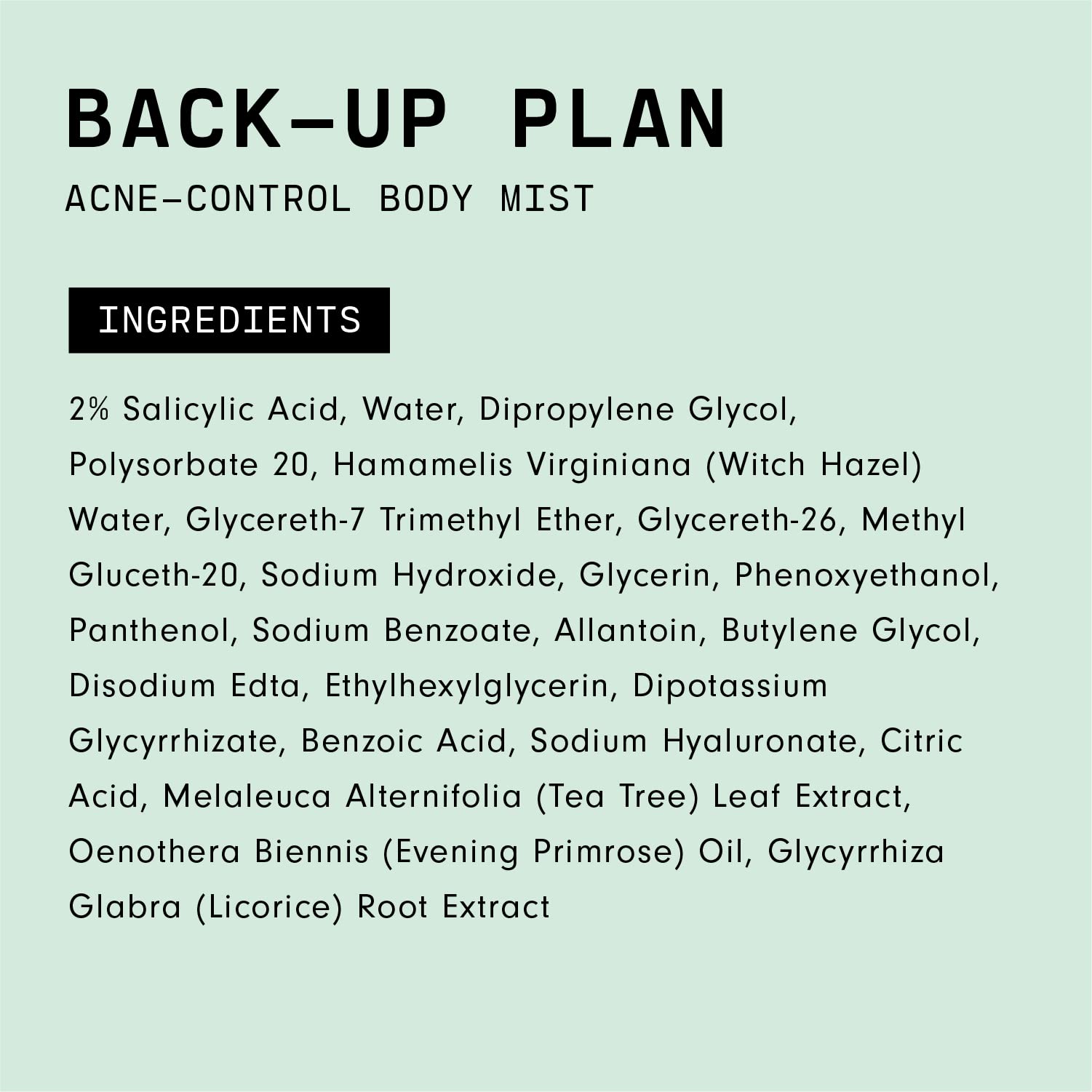 Versed Back-Up Acne Control Body Mist - All Over Blemish Spot Treatment + Salicylic Acid Spray with Tea Tree Oil & Witch Hazel - Oil Control + Redness Relief Acne Spray for Back & Body - Vegan (3 oz) - Charming Charlie