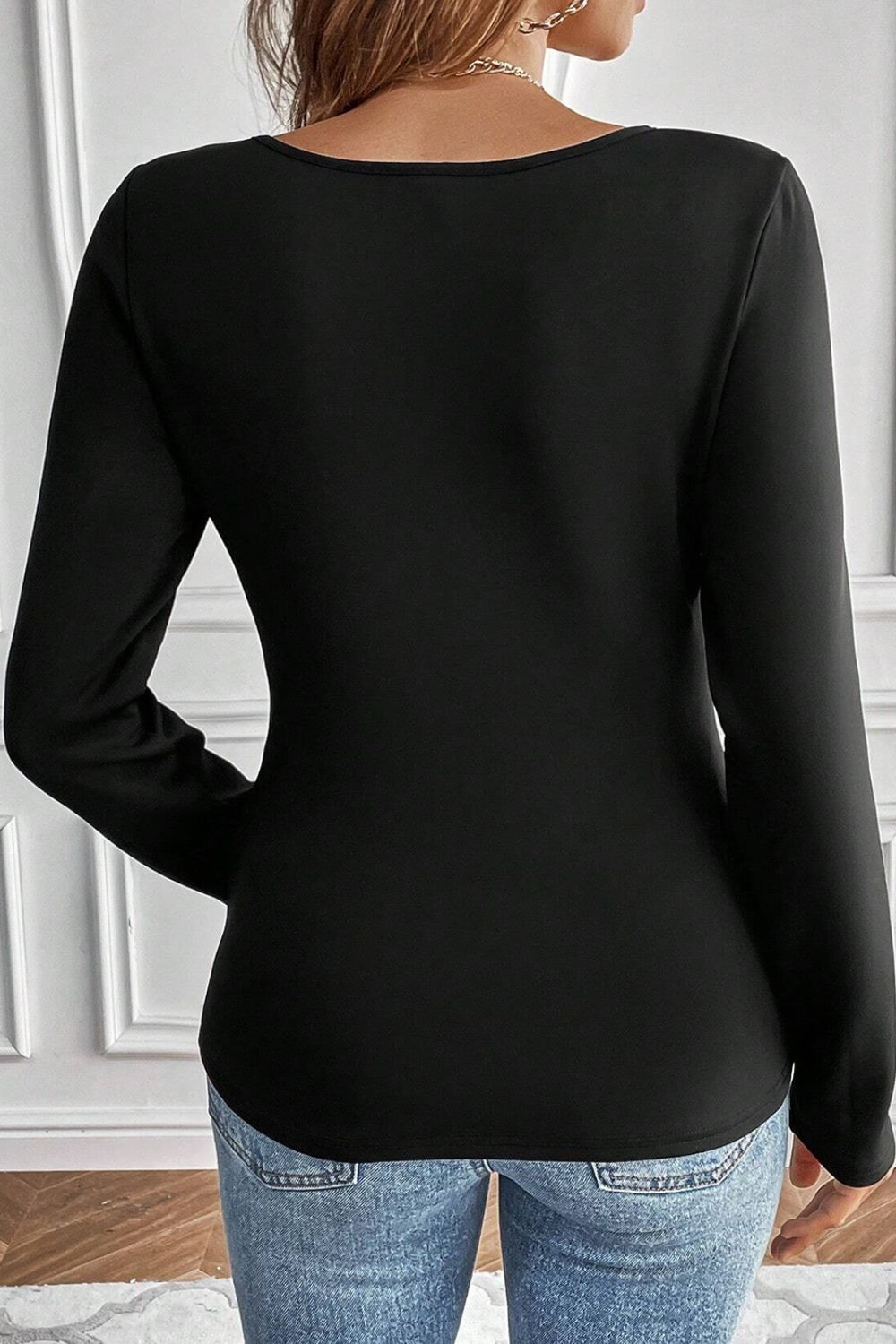 Round Neck Long Sleeve Top - Charming Charlie
