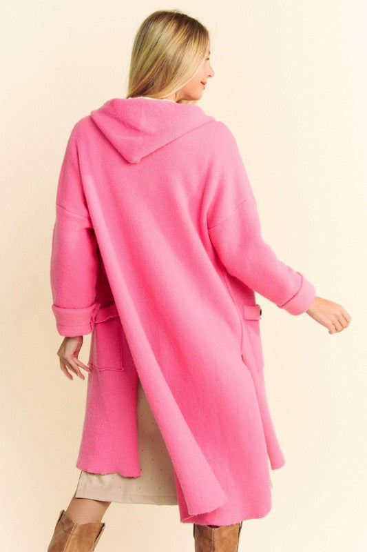 Davi & Dani Side Slit Button Up Hooded Cardigan - Charming Charlie