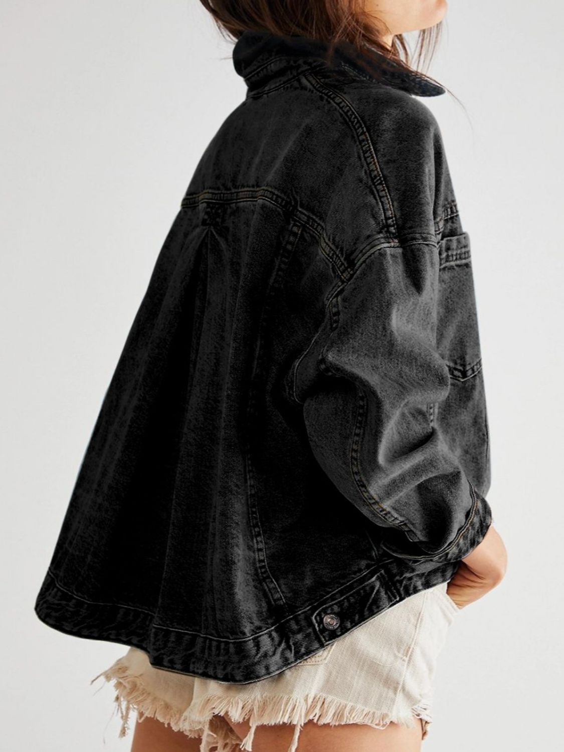 Pocketed Button Up Denim Jacket - Charming Charlie