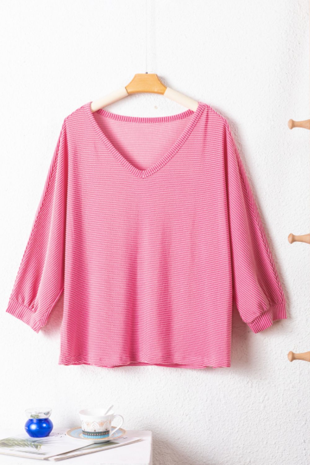 Texture V-Neck Long Sleeve Top - Charming Charlie