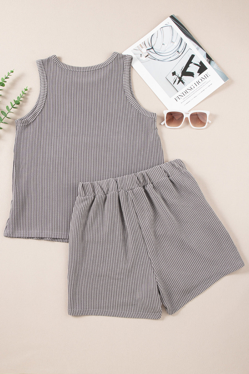 Round Neck Sleeveless Top and Shorts Set - Charming Charlie