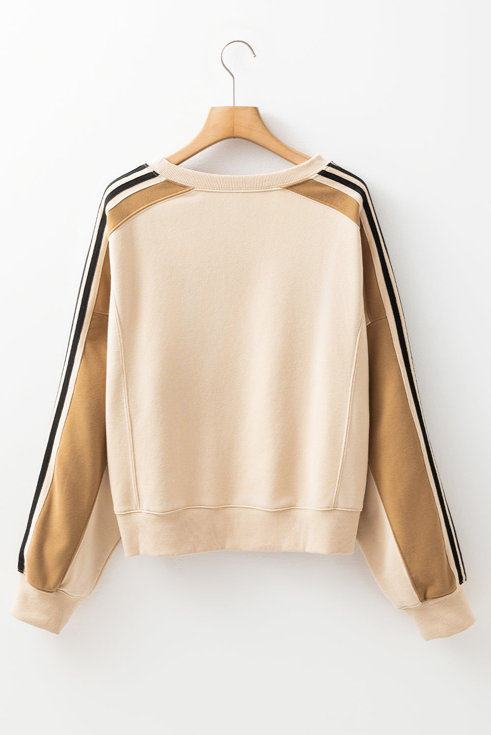 Contrast Round Neck Long Sleeve Sweatshirt - Charming Charlie