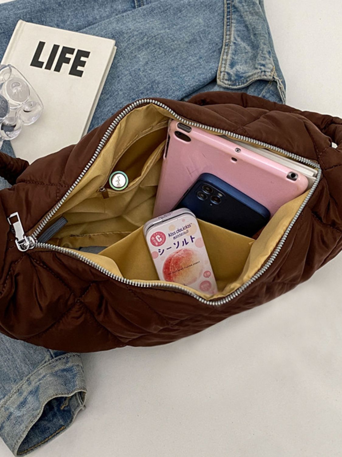 Quilted Polyester Crossbody Bag - Charming Charlie