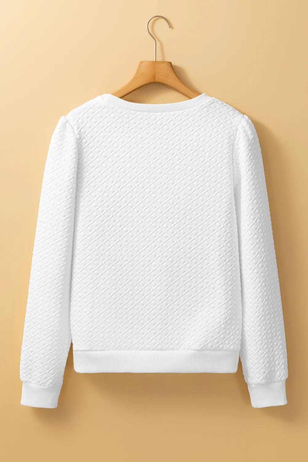 Textured Round Neck Long Sleeve Top - Charming Charlie