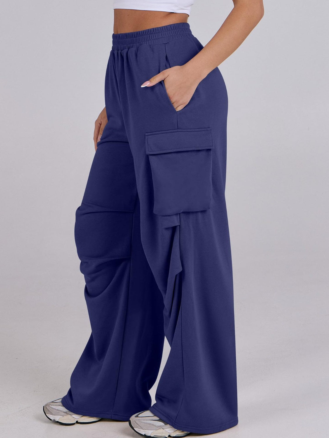 Elastic Waist Wide Leg Pants with Pockets - Charming Charlie