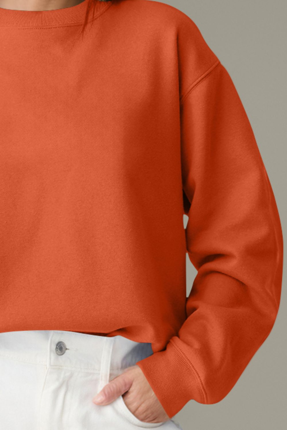 Round Neck Long Sleeve Sweatshirt - Charming Charlie
