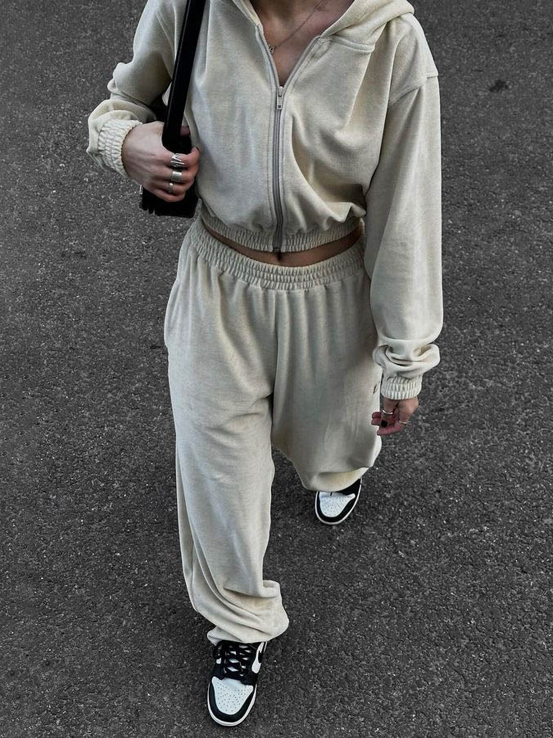Zip Up Hoodie and Pocketed Pants Set - Charming Charlie