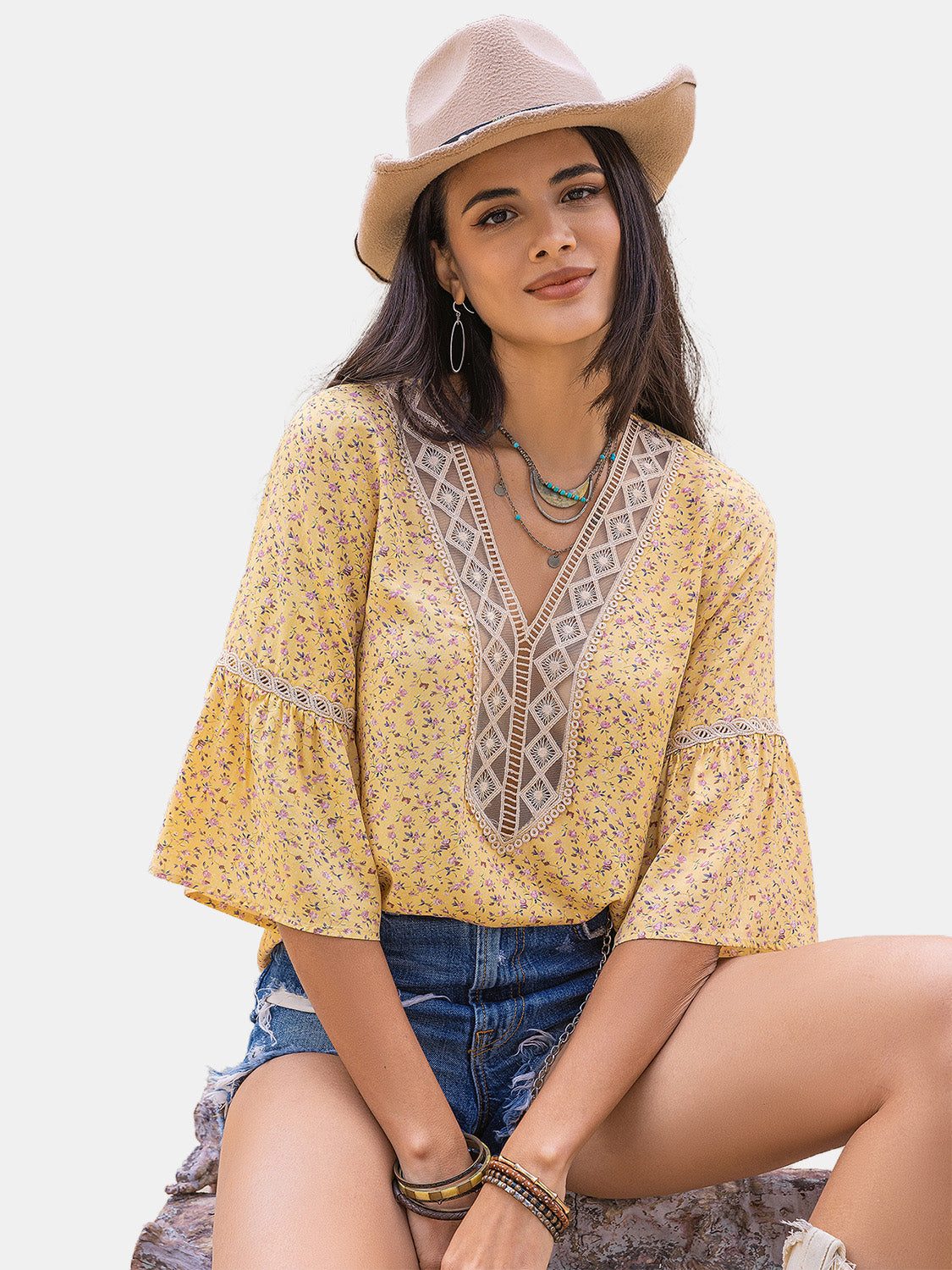 Ditsy Floral V-Neck Blouse - Charming Charlie