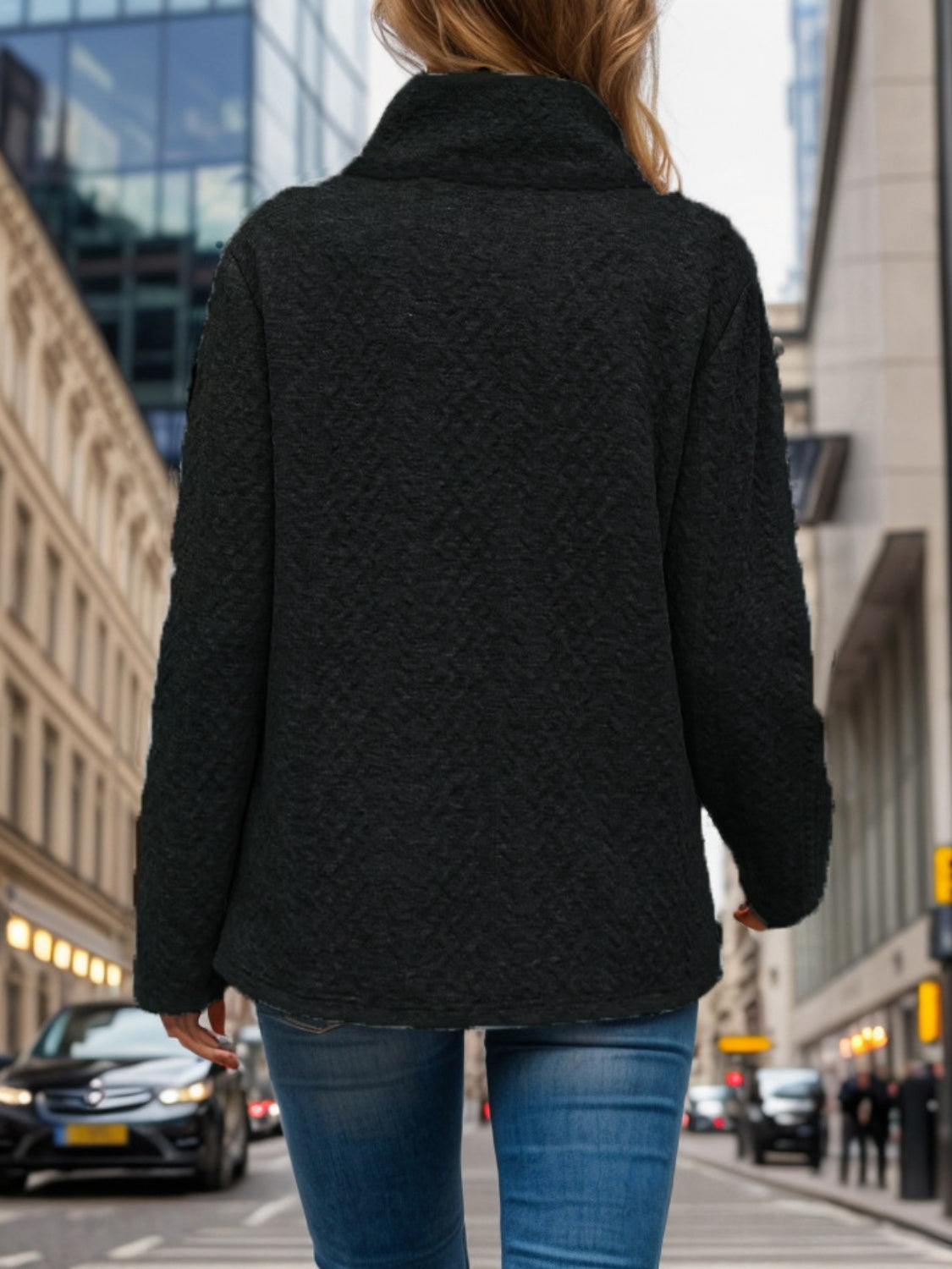 Pocketed Turtleneck Long Sleeve Sweatshirt - Charming Charlie