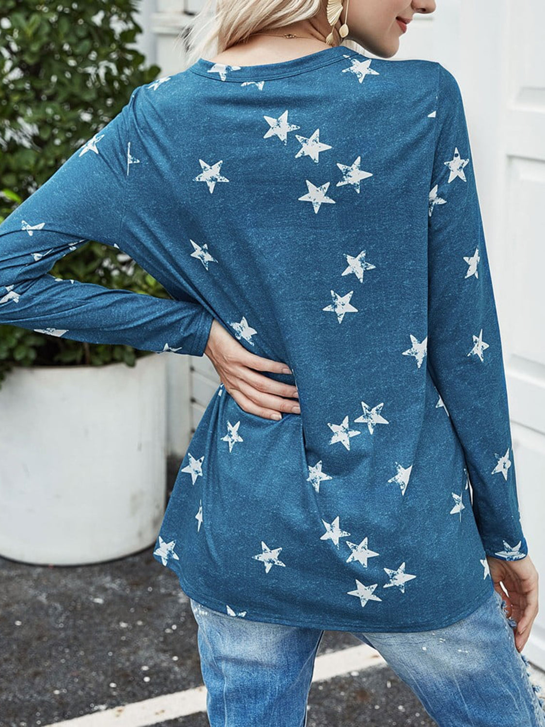 Cutout Round Neck Long Sleeve T-Shirt - Charming Charlie