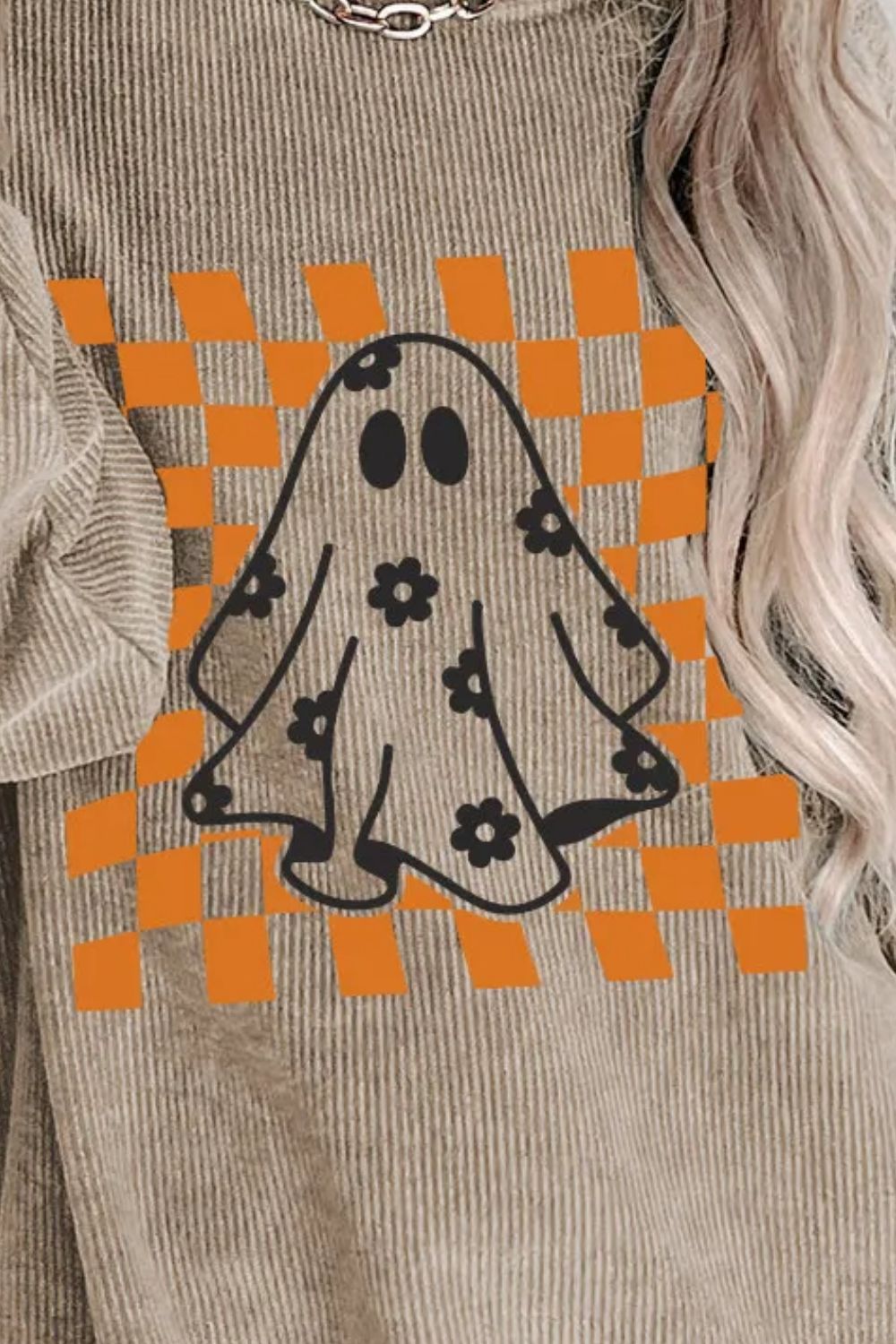 Ghost Round Neck Long Sleeve Sweatshirt - Charming Charlie