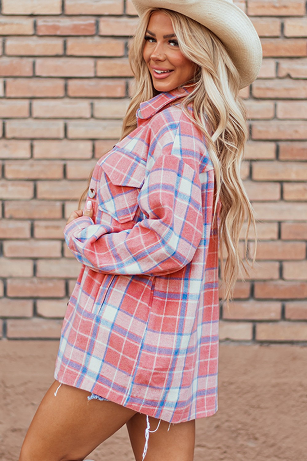 Plaid Button Up Long Sleeve Shacket - Charming Charlie
