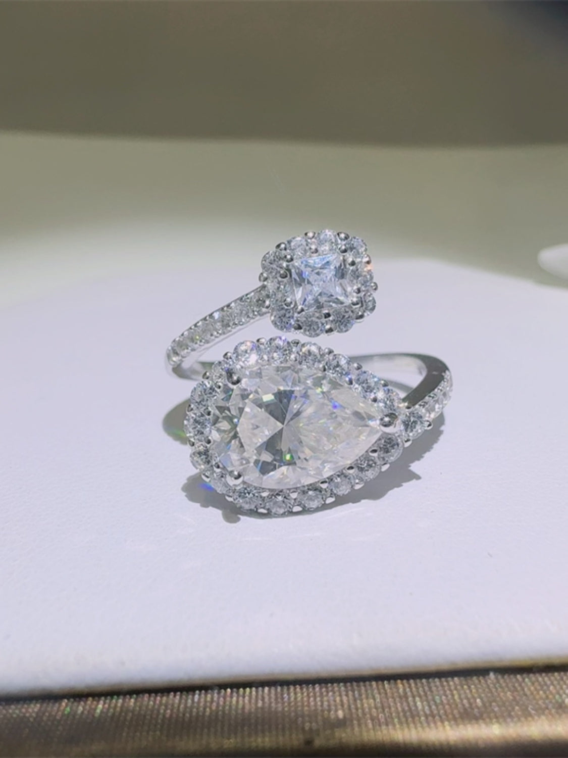 2 Carat Moissanite 925 Sterling Silver Bypass Ring - Charming Charlie