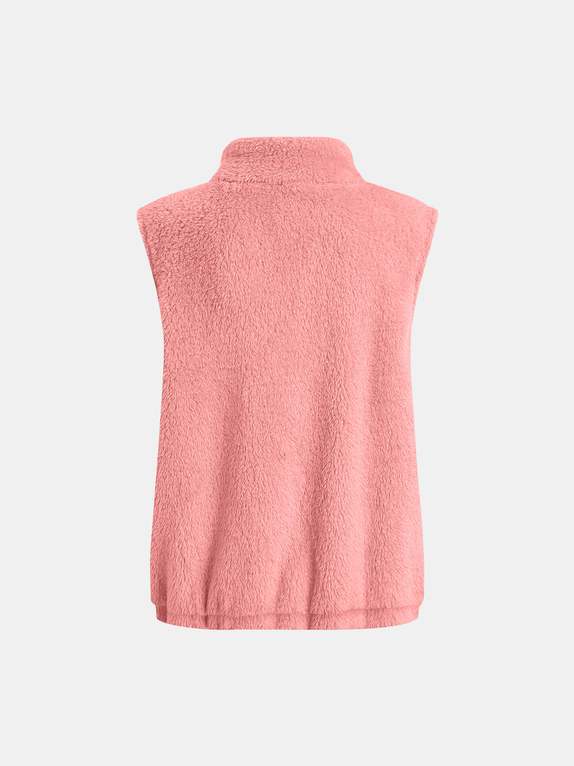 Full Size Fuzzy Zip Up Vest Coat with Pockets - Charming Charlie