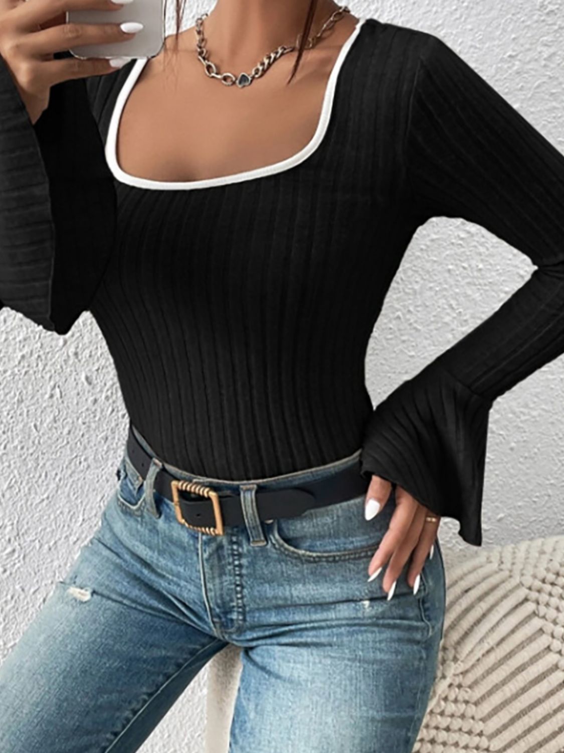 Scoop Neck Long Sleeve T-Shirt - Charming Charlie