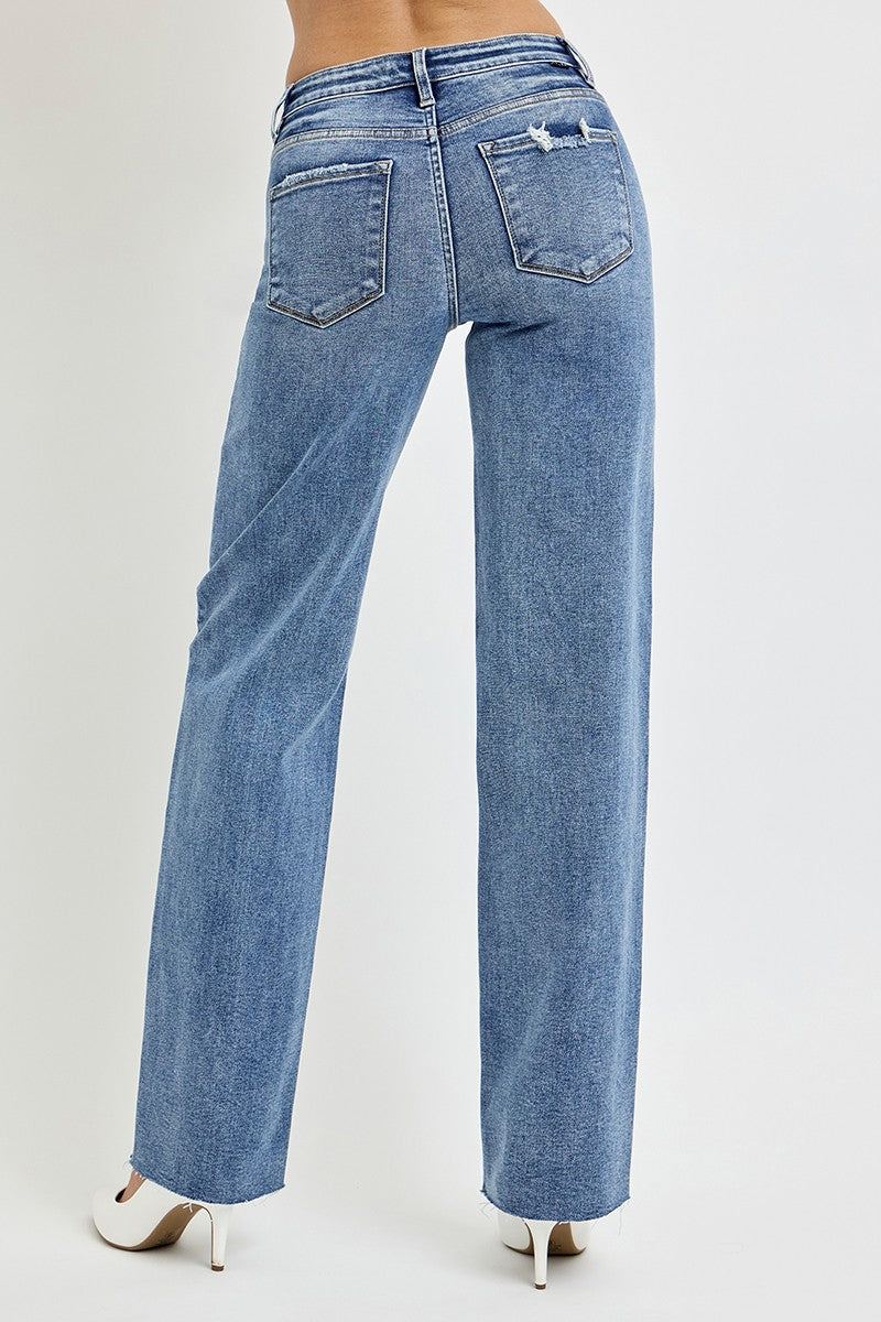 RISEN Full Size High Rise Straight Leg Jeans with Pockets - Charming Charlie