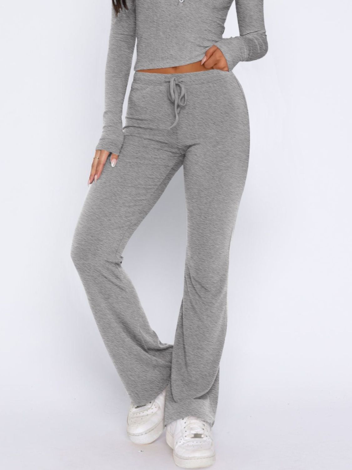 V-Neck Long Sleeve Top and Pants Set - Charming Charlie