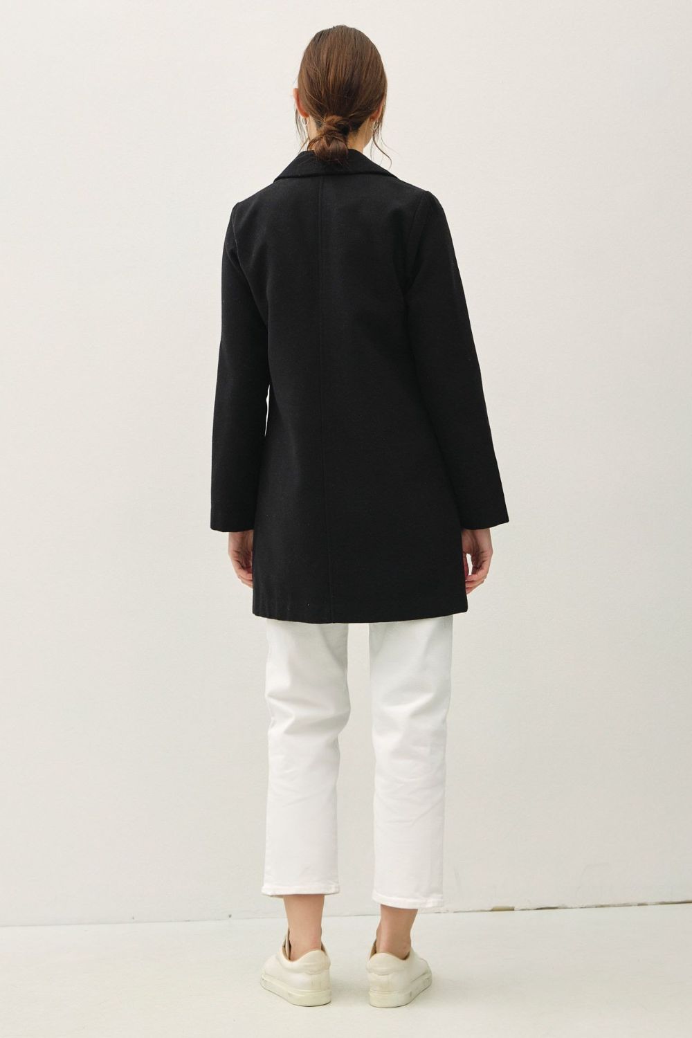 Be Cool Single Button Long Sleeve Coat with Pockets - Charming Charlie