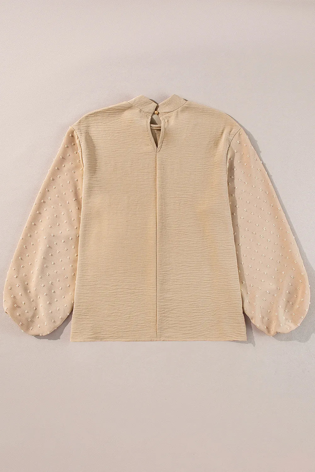 Swiss Dot Mock Neck Balloon Sleeve Blouse - Charming Charlie
