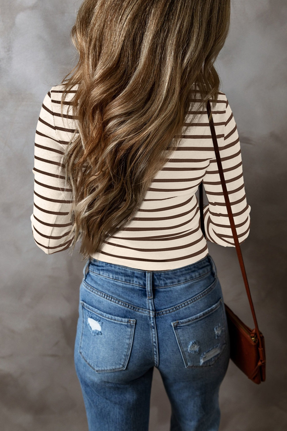 Striped V-Neck Long Sleeve Top - Charming Charlie