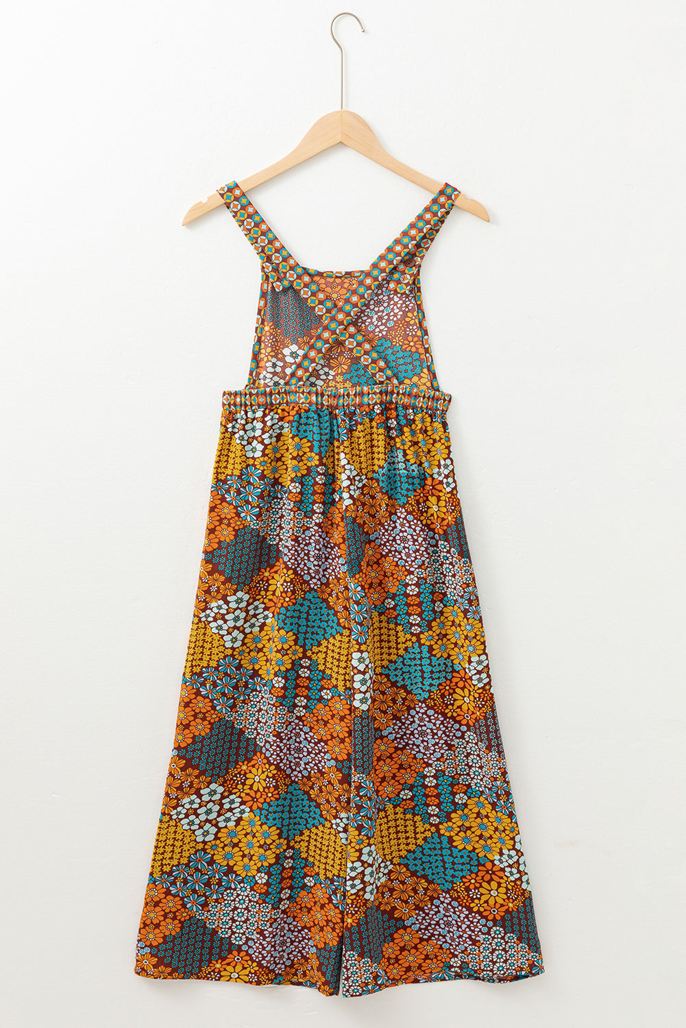 Floral Crisscross Strap Wide Leg Overalls - Charming Charlie