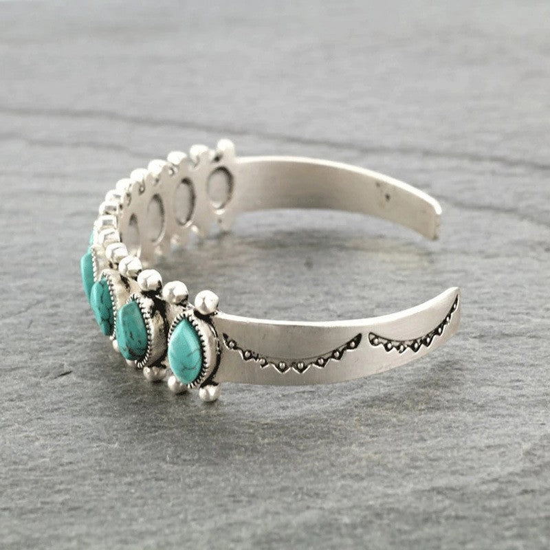 Artificial Turquoise Alloy Open Bracelet - Charming Charlie