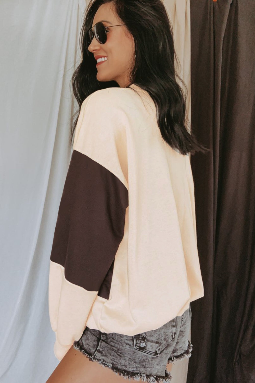 Round Neck Long Sleeve Sweatshirt - Charming Charlie
