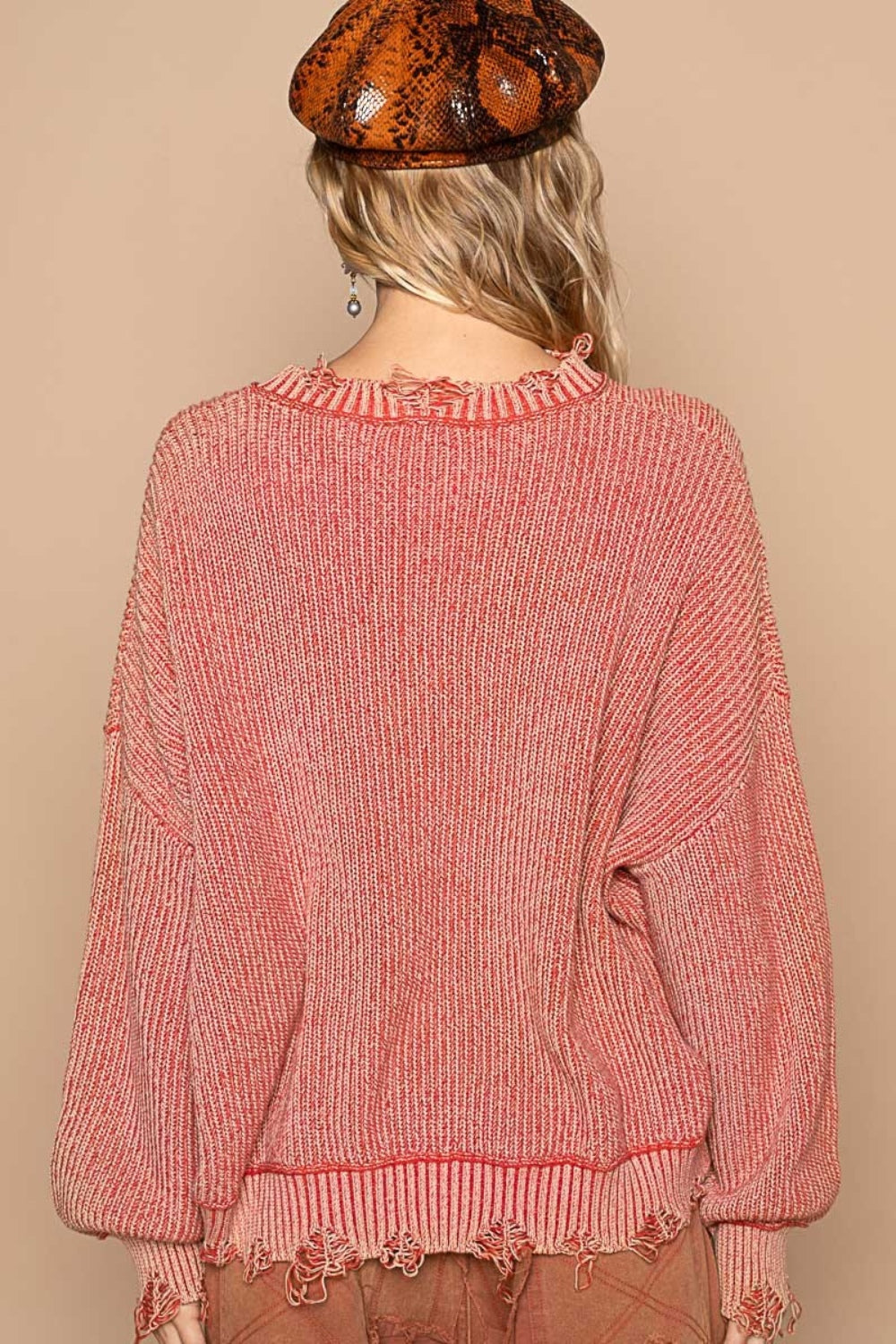 POL Distressed Washed Drop Shoulder Sweater - Charming Charlie