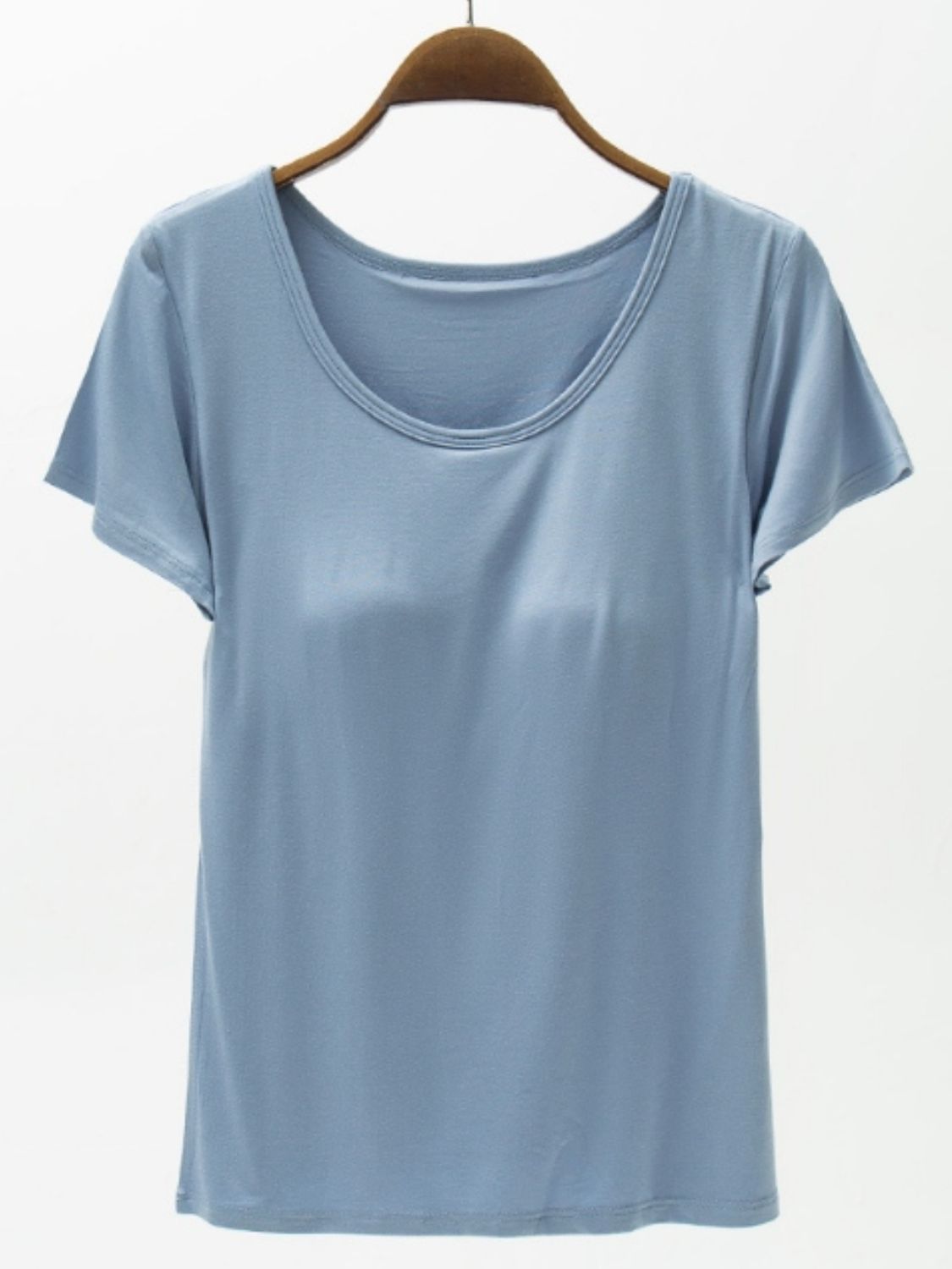 Round Neck Modal T-Shirt with Bra - Charming Charlie