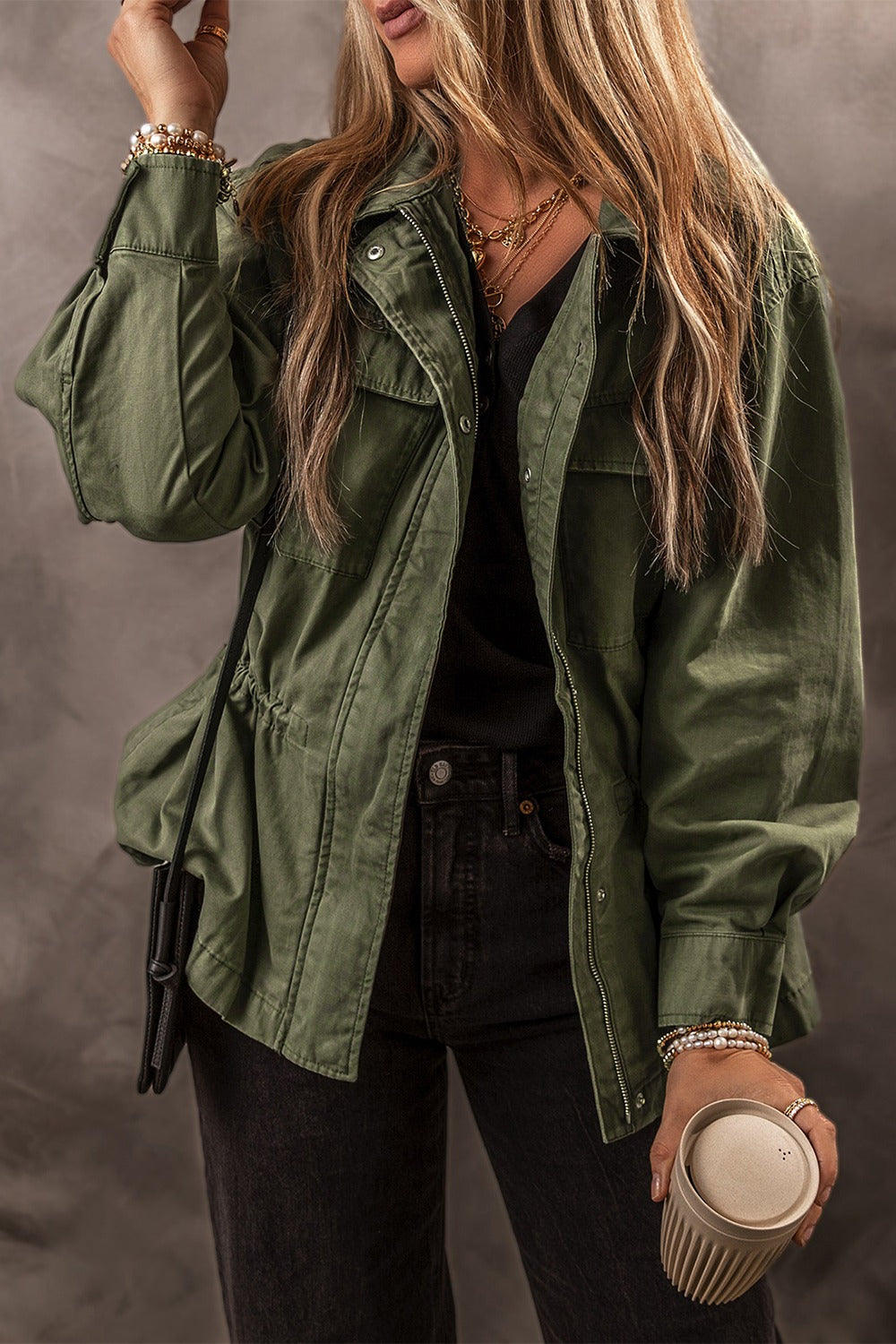 Zip Up Long Sleeve Jacket - Charming Charlie