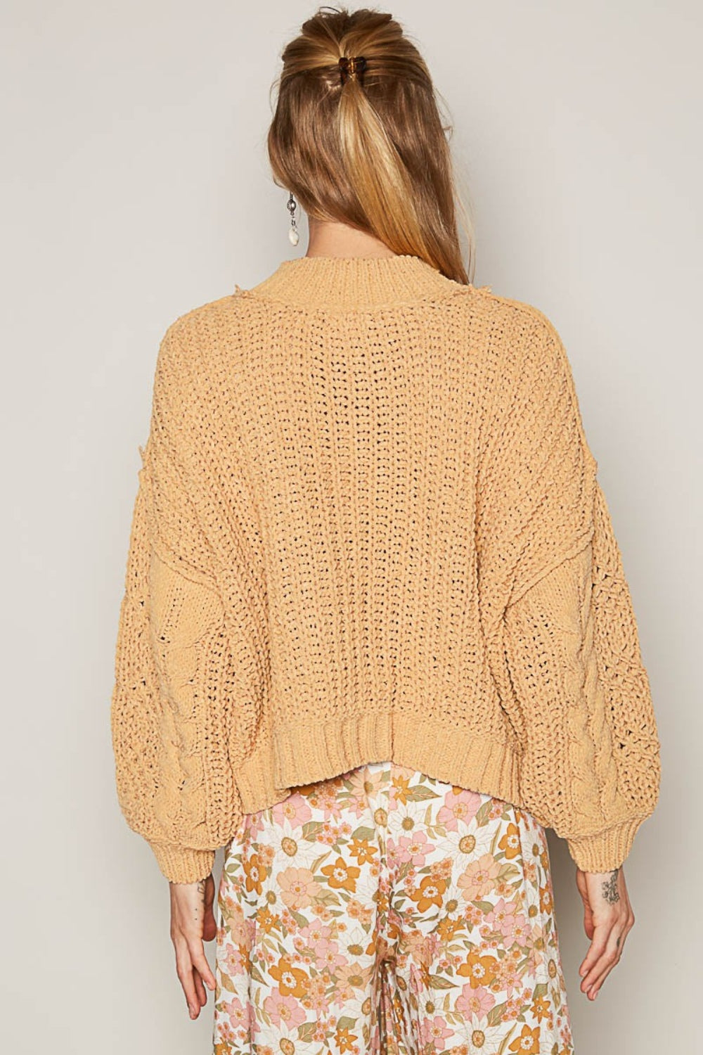 POL Mock Neck Cable Knit Sweater - Charming Charlie