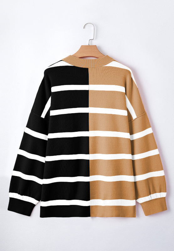 Contrast Striped Long Sleeve Sweatshirt - Charming Charlie