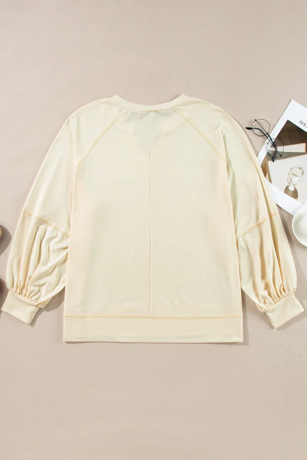 Slit Notched Long Sleeve Blouse - Charming Charlie