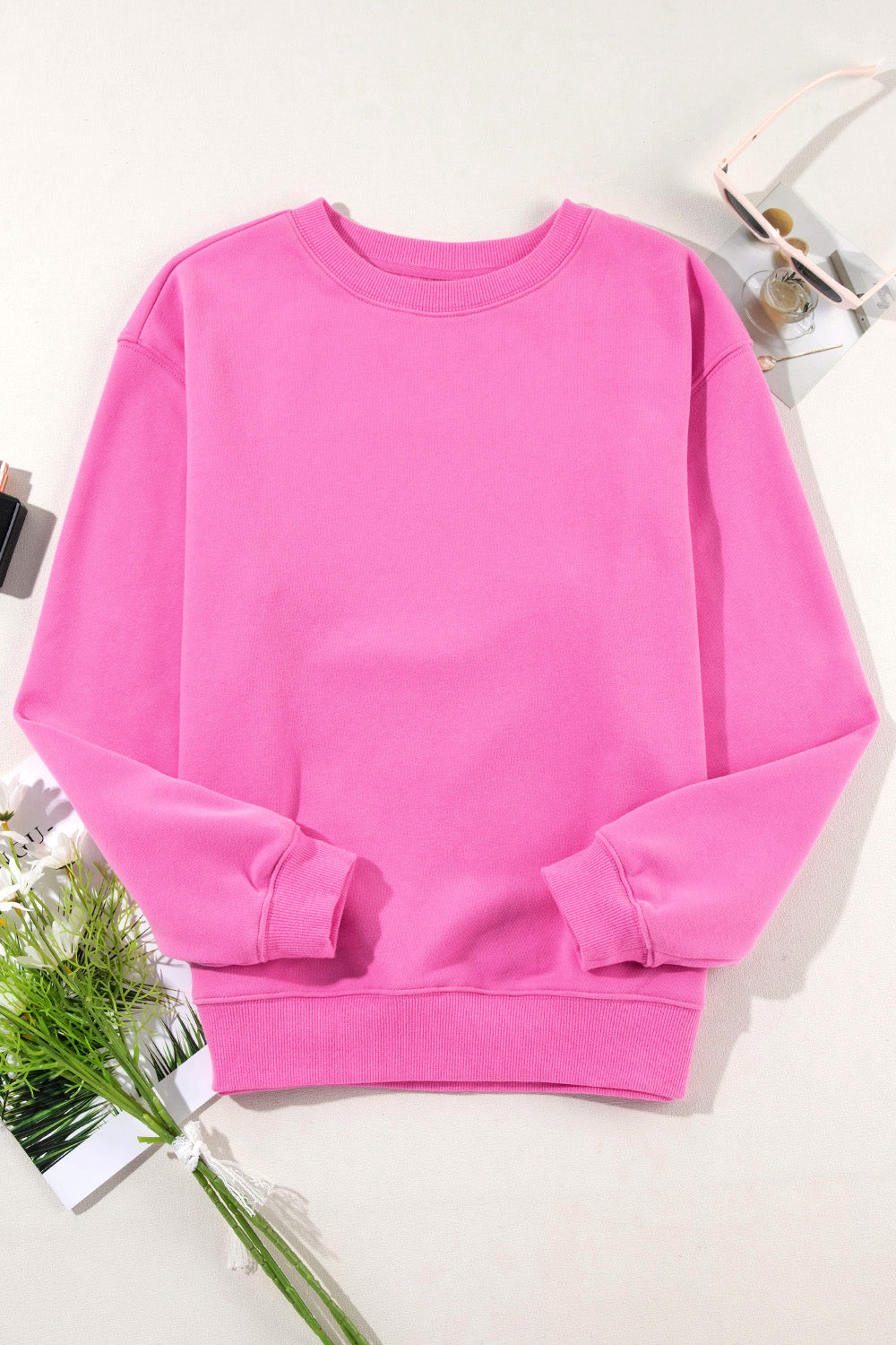 Round Neck Long Sleeve Sweatshirt - Charming Charlie