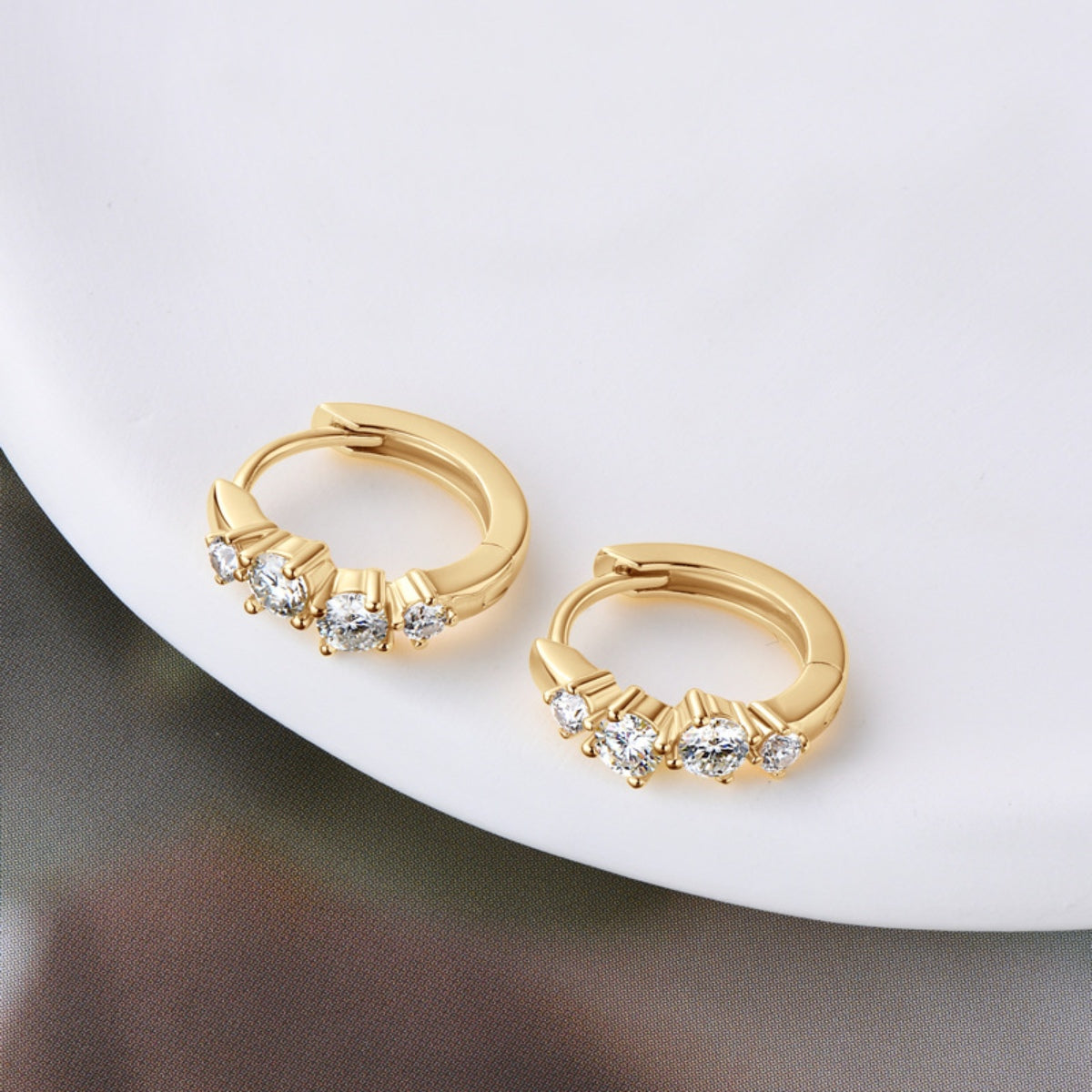 925 Sterling Silver Moissanite Huggie Earrings - Charming Charlie