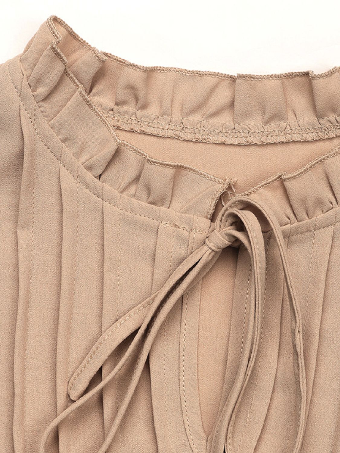 Perfee Frill Tie Neck Long Sleeve Blouse - Charming Charlie