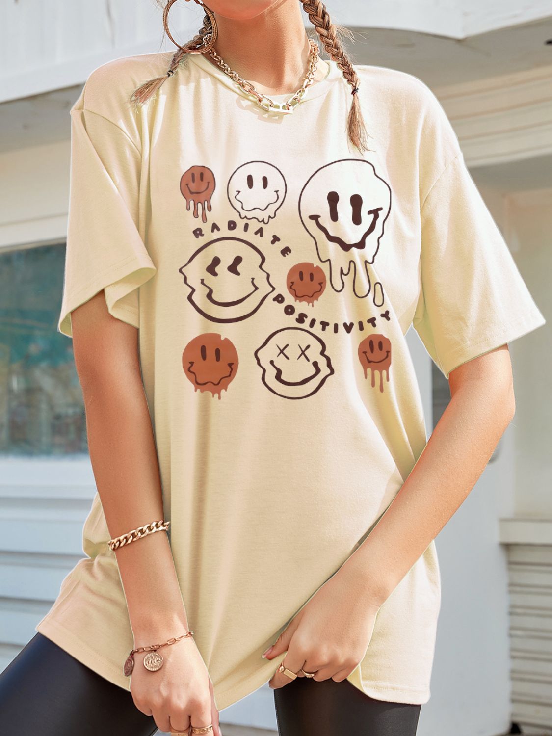 Graphic Round Neck Half Sleeve T-Shirt - Charming Charlie