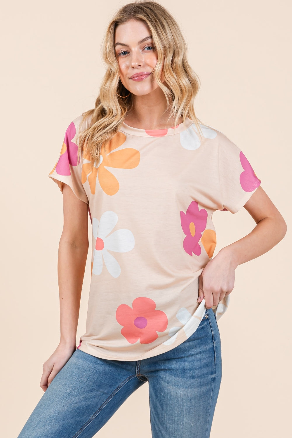 BOMBOM Floral Short Sleeve T-Shirt - Charming Charlie