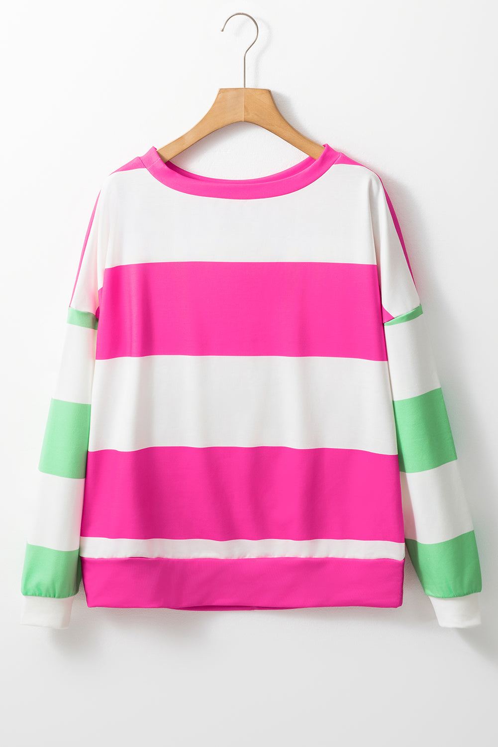 Contrast Color Block Round Neck Long Sleeve Top - Charming Charlie