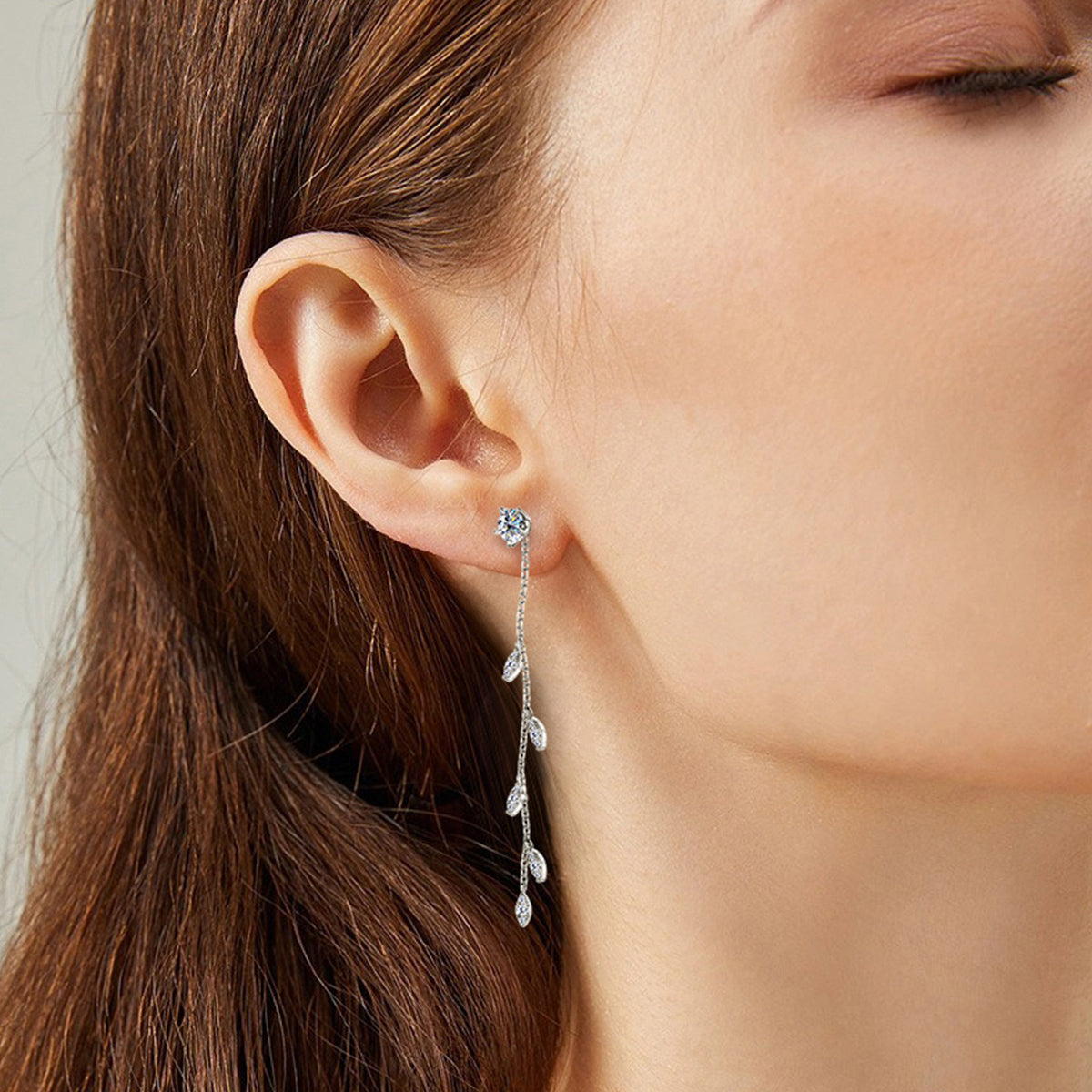 1.38 Carat Moissanite 925 Sterling Silver Leaf Earrings - Charming Charlie