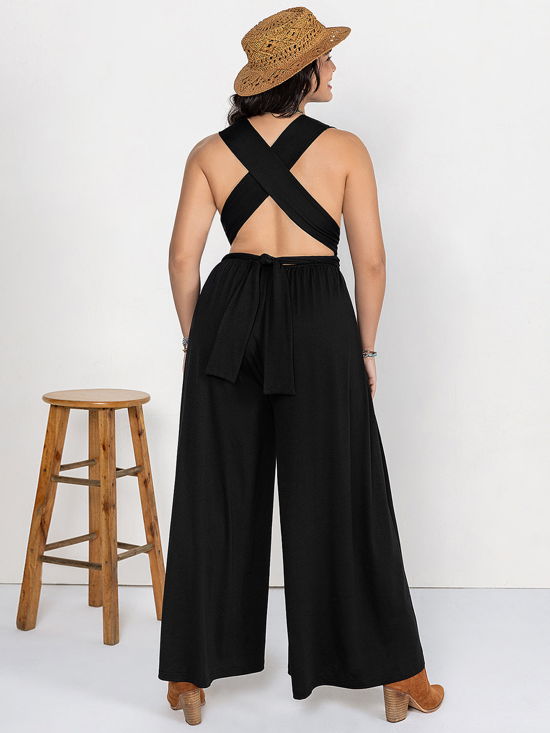 Plus Size V-Neck Wide Leg Jumpsuit - Charming Charlie