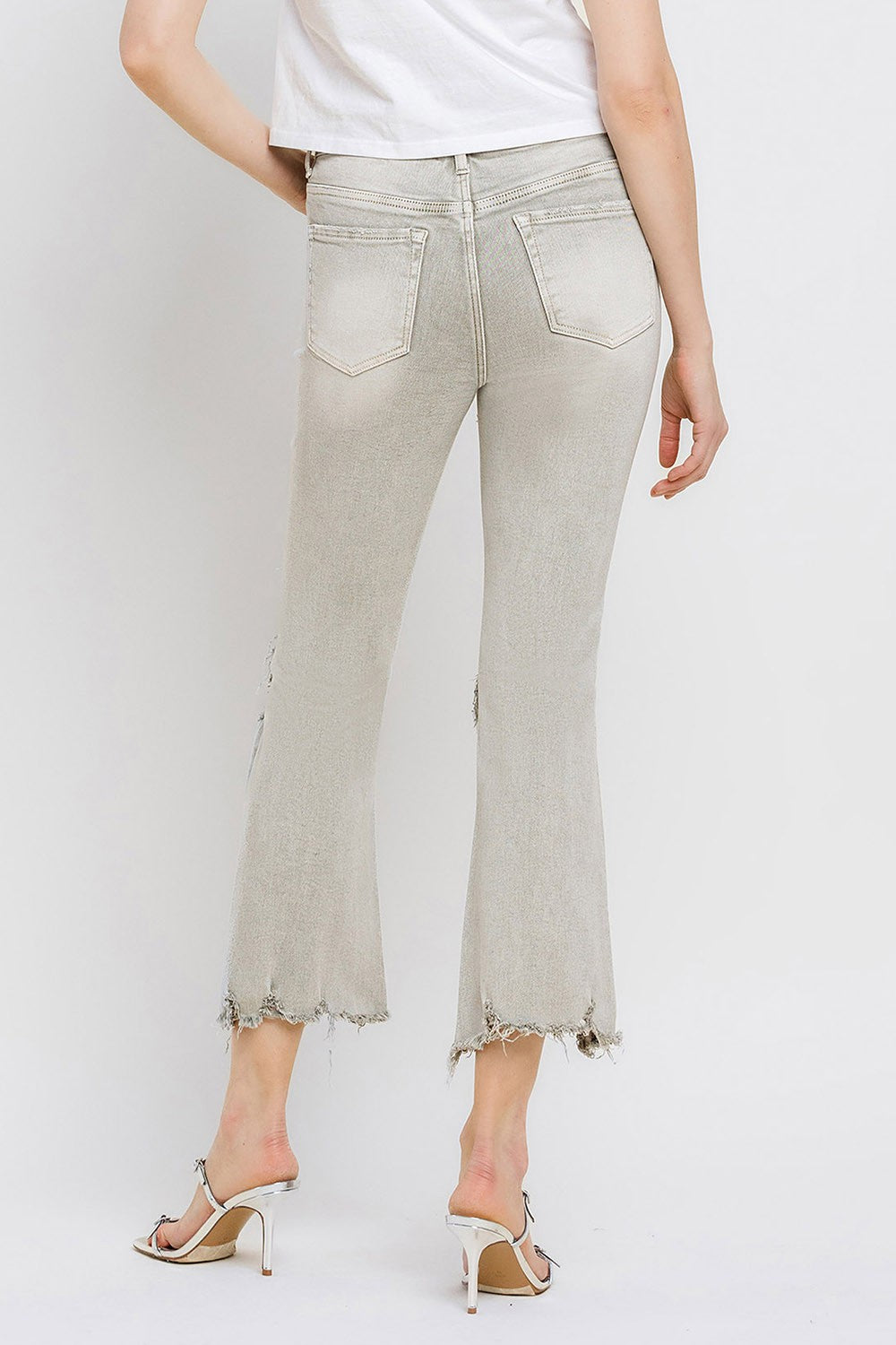 Lovervet Distressed Raw Hem Cropped Flare Jeans - Charming Charlie