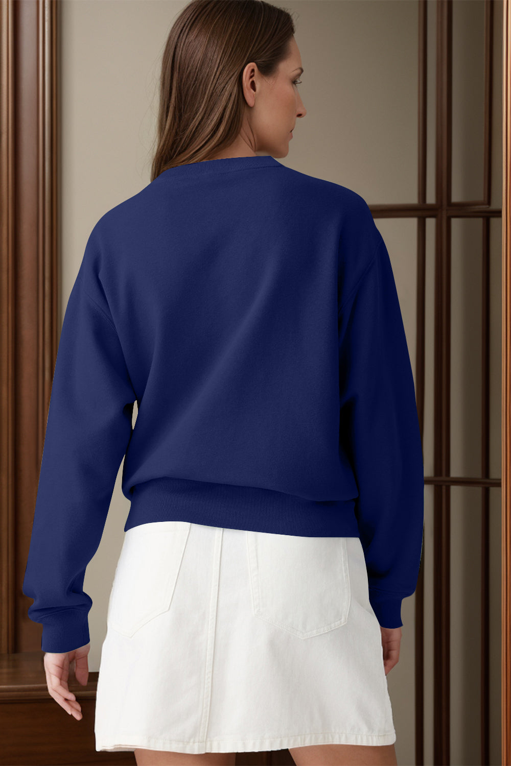 Round Neck Long Sleeve Sweatshirt - Charming Charlie