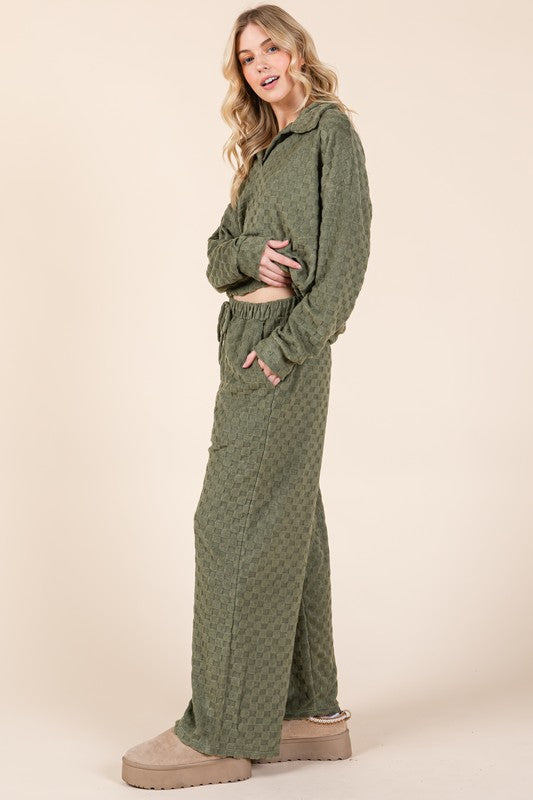 BOMBOM Tied Checkered Wide Leg Pants - Charming Charlie