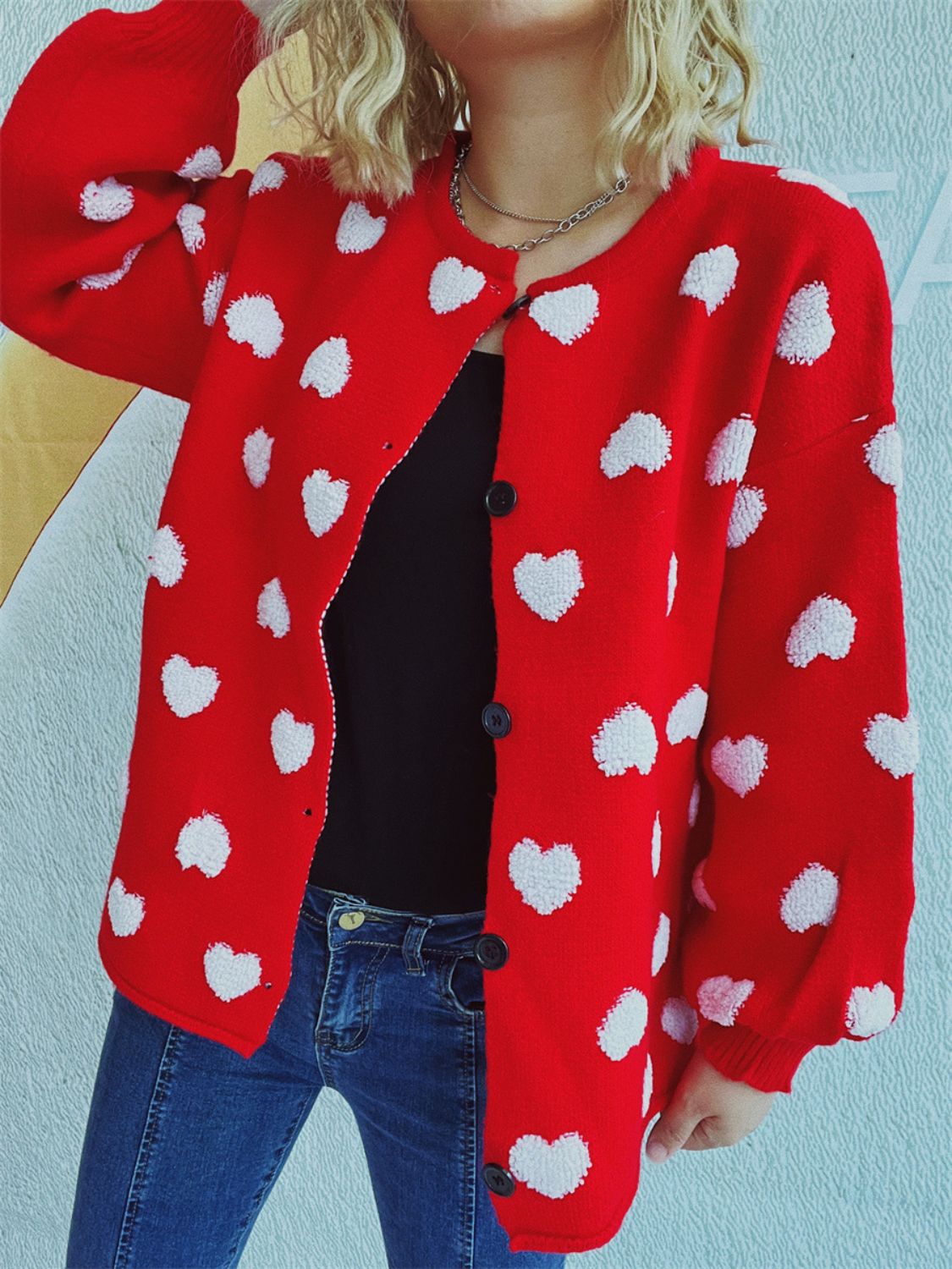 Heart Button Up Long Sleeve Cardigan - Charming Charlie